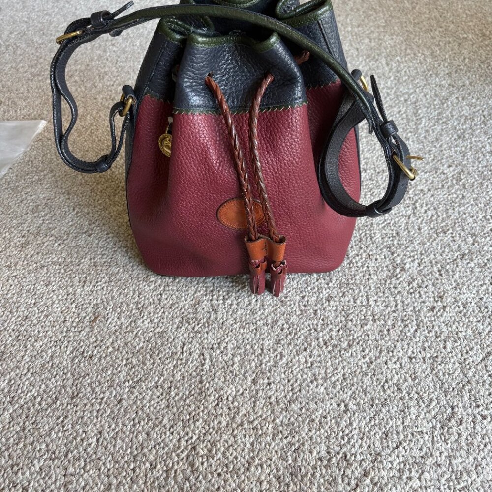 Vintage Dooney & Bourke Rainbow Teton Bucket Bag AWL Tri Color EUC - Picture 2 of 12